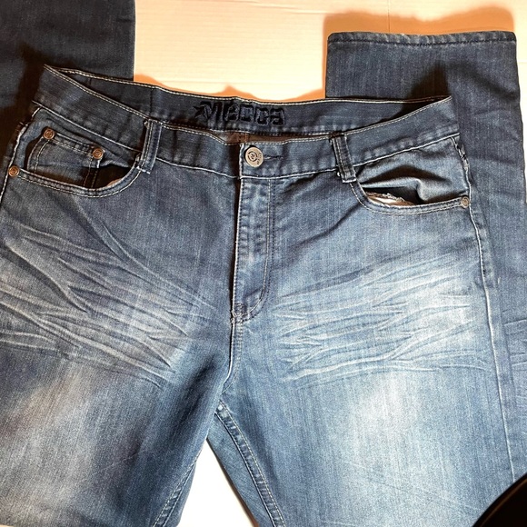 Men’s Mecca Dark Wash Denim Jeans Y2K Everyday Fashion Wear Sz. W38 X L32 - Picture 10 of 15